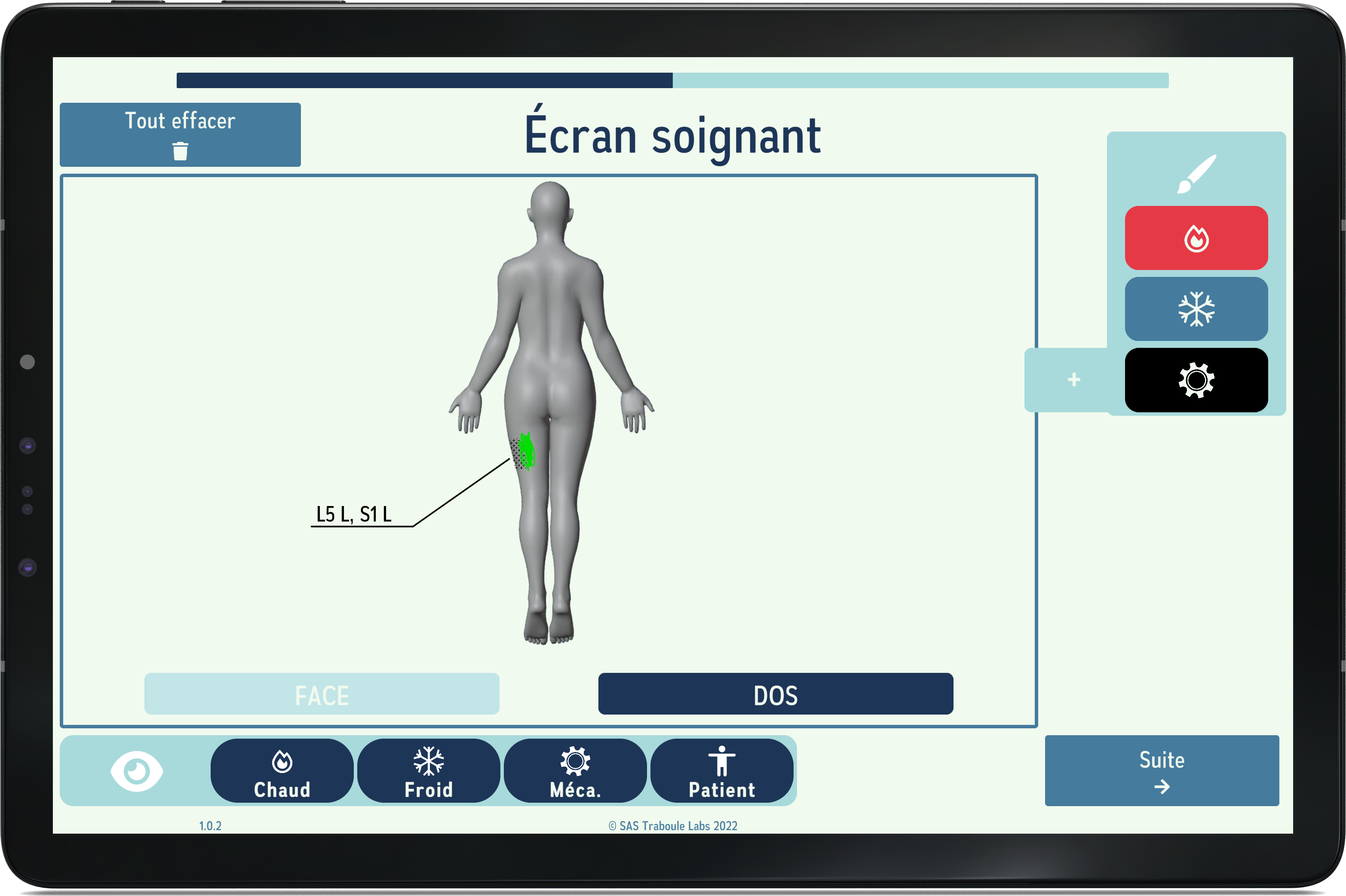 Visuel d'un écran de l'application EASY PAIN